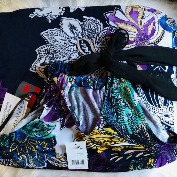 Elie Tahari Beautiful NWT Vibrant Sleeveless Top w/Necktie - Picture 4 of 16